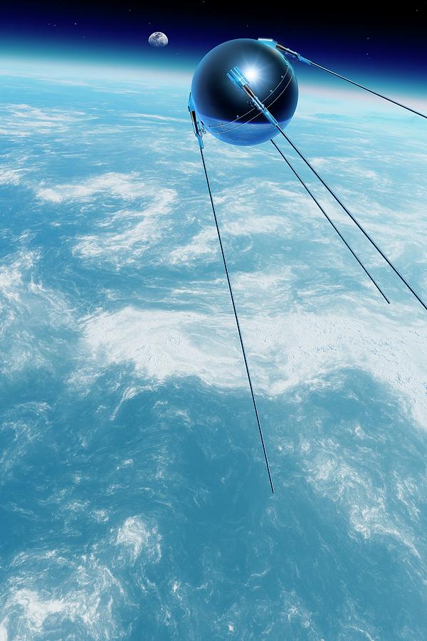 Space Photograph - Sputnik 1 In Orbit #1 by Detlev Van Ravenswaay