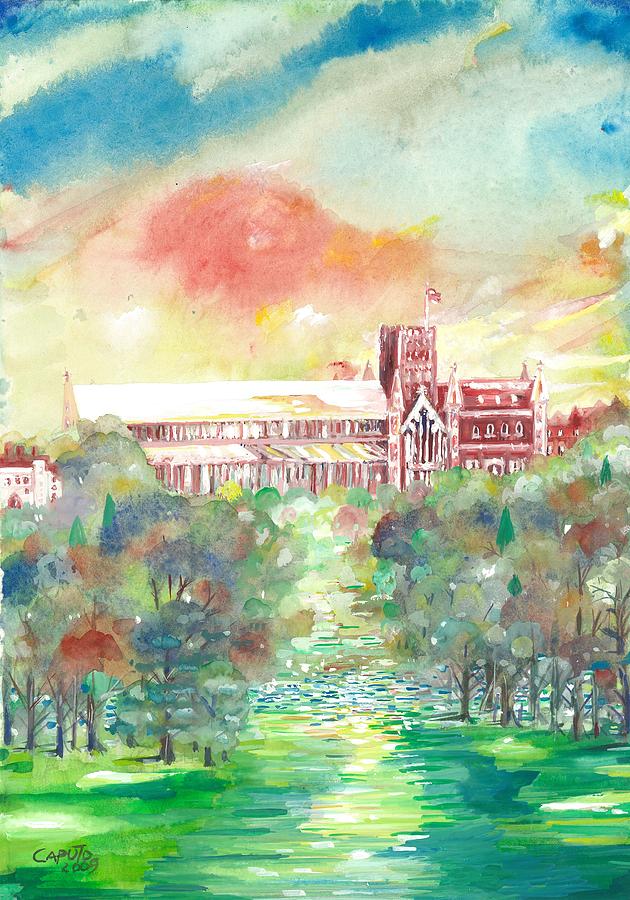 St Albans Abbey - Sunset Painting by Giovanni Caputo