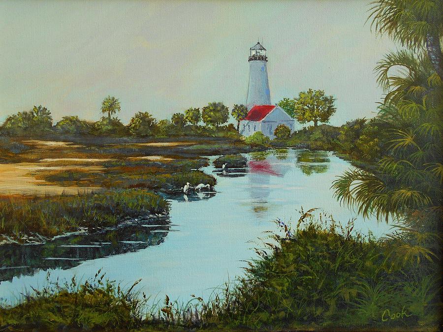 St. Marks Lighthouse #1 Painting by Michael Cook