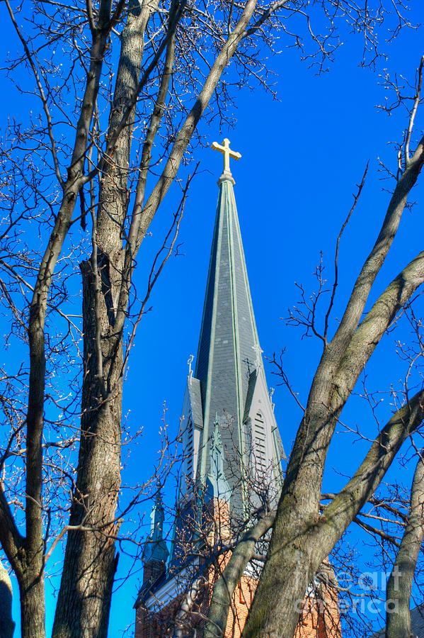 St. Marys Church Steeple of St Marys Church #1 Photograph by Mark Dodd