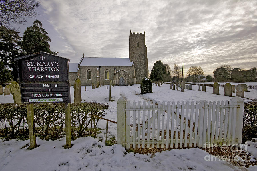 Winter Photograph - St Marys Tharston #1 by Darren Burroughs