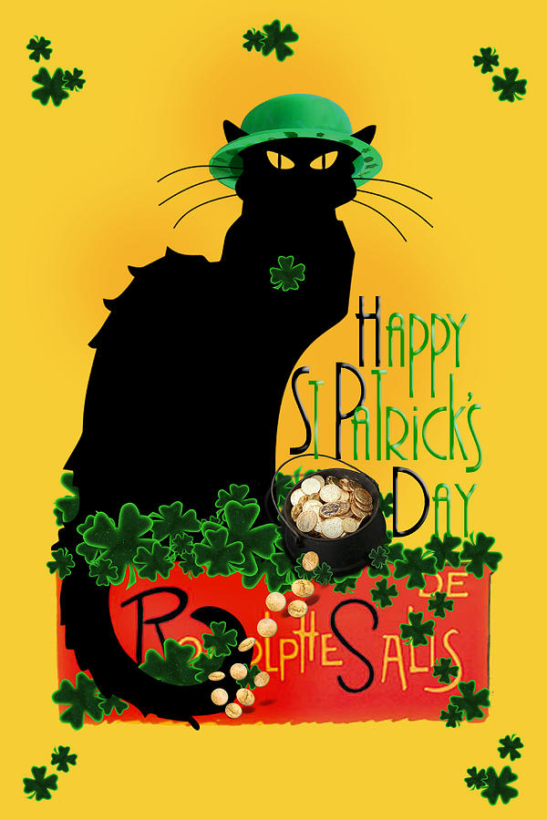 St Patricks Day - Le Chat Noir #3 Digital Art by Gravityx9 Designs