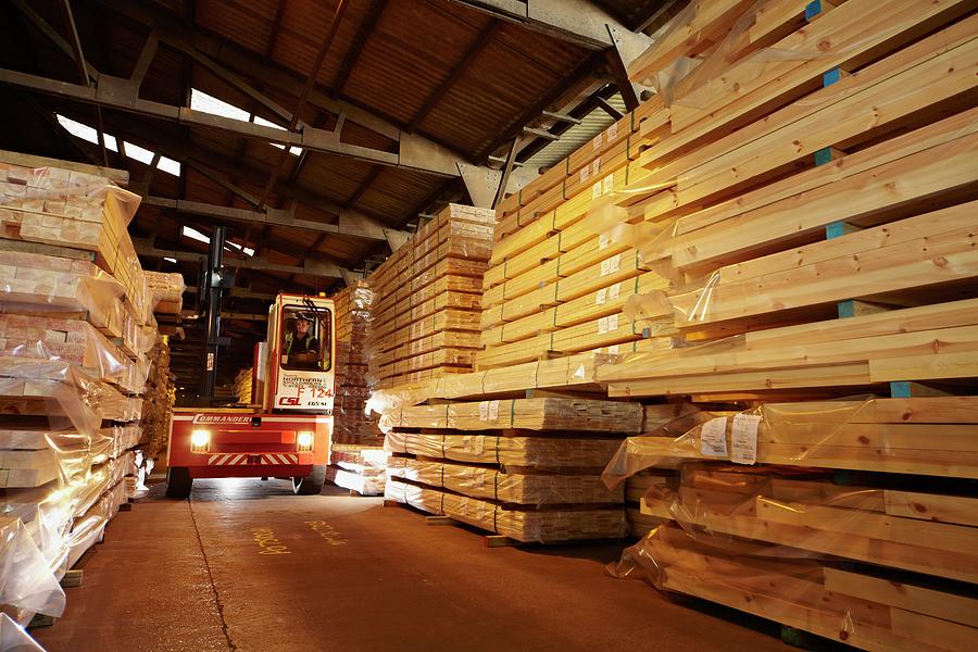 Stacks Of Timber Planks In Large Timber S #1 Photograph by Mark Sykes