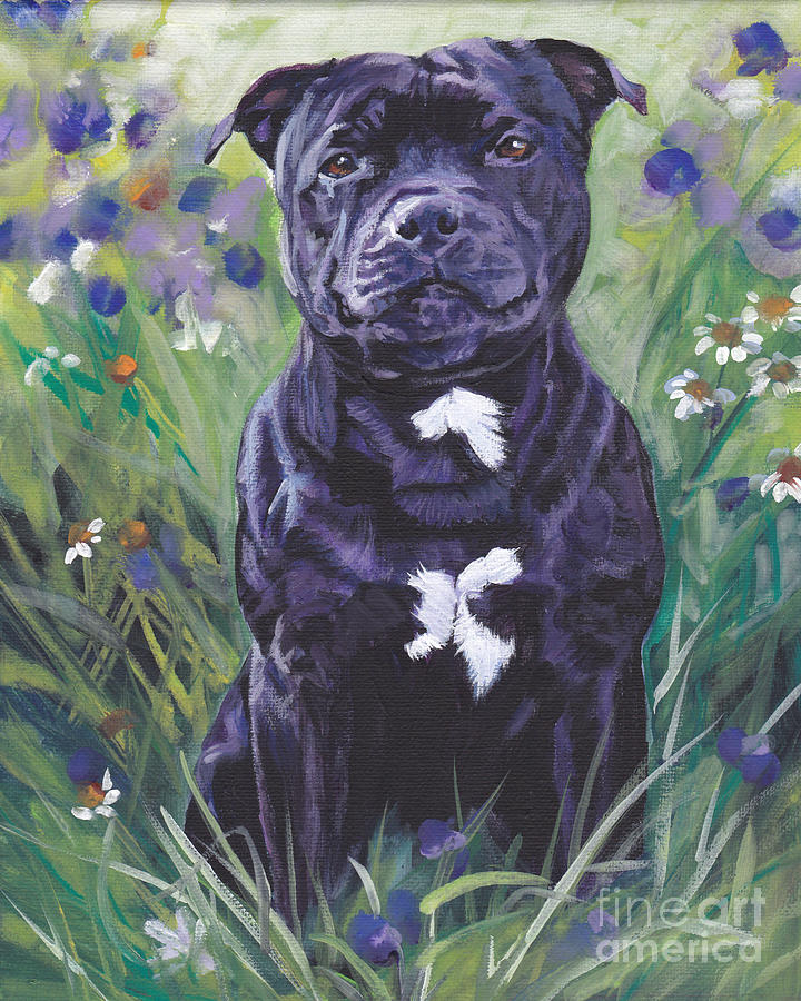 Dog Painting - Staffordshire Bull Terrier #1 by Lee Ann Shepard