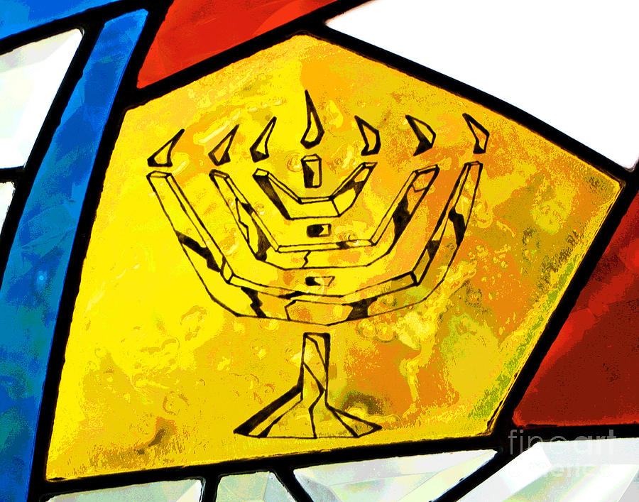 Stained Glass Menorah #1 Photograph by Larry Oskin