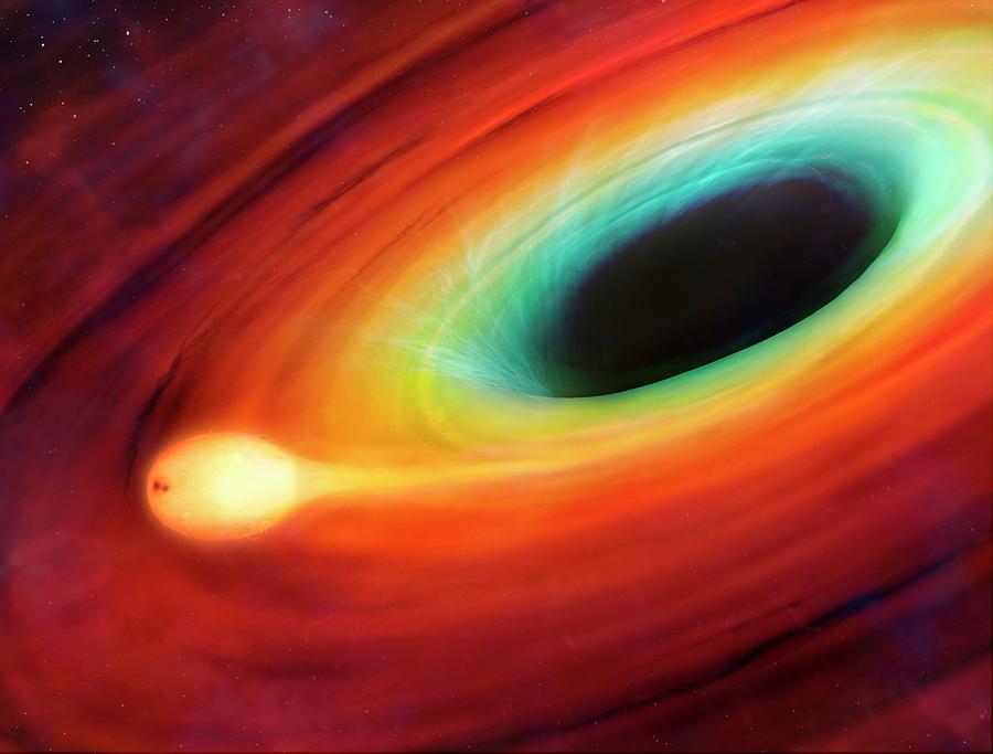 Star Distorted By Supermassive Black Hole #1 Photograph by Mark Garlick/science Photo Library