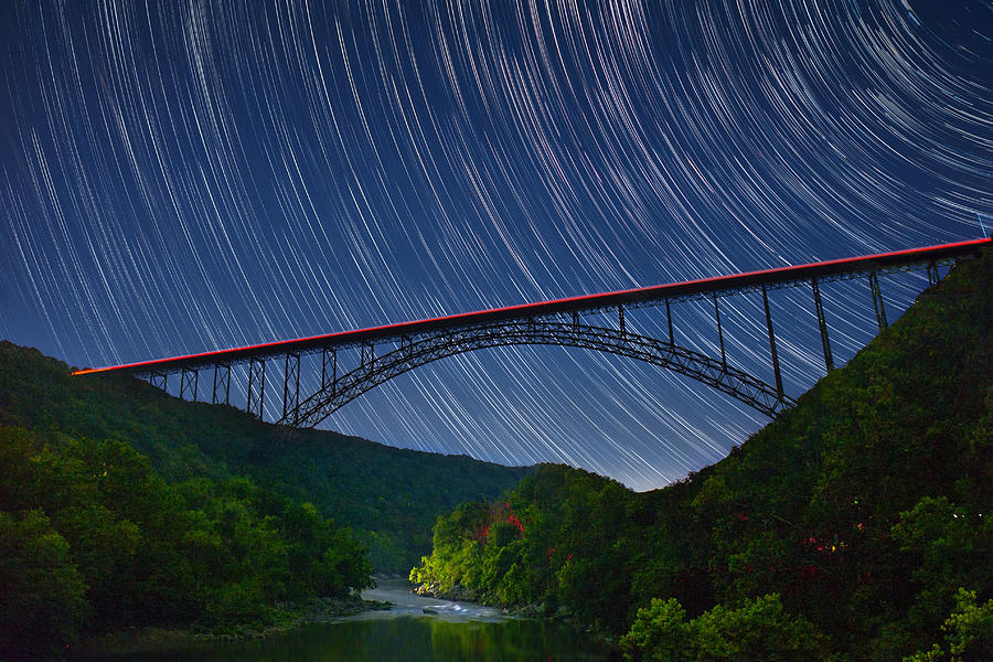 Star Trails At New River #1 Photograph by Mary Almond