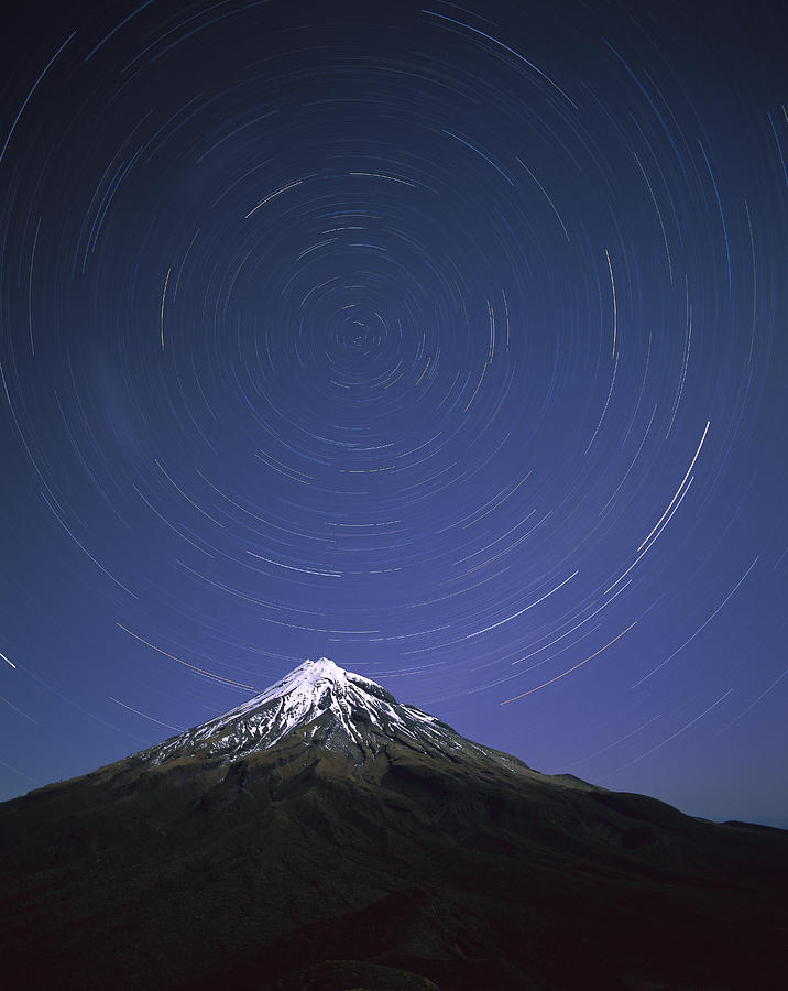 Star Trails Over Mt Taranaki New Zealand Photograph by Harley Betts Star Trails Over Mt Taranaki New Zealand Photograph by Harley Betts
