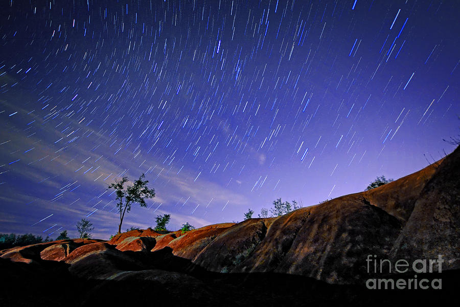Star Trails Over Badlands Photograph by Charline Xia