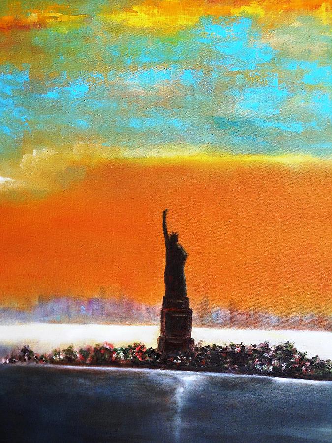 Flower Painting - Statue of Liberty #1 by Frederick Lyle Morris - Disabled Veteran