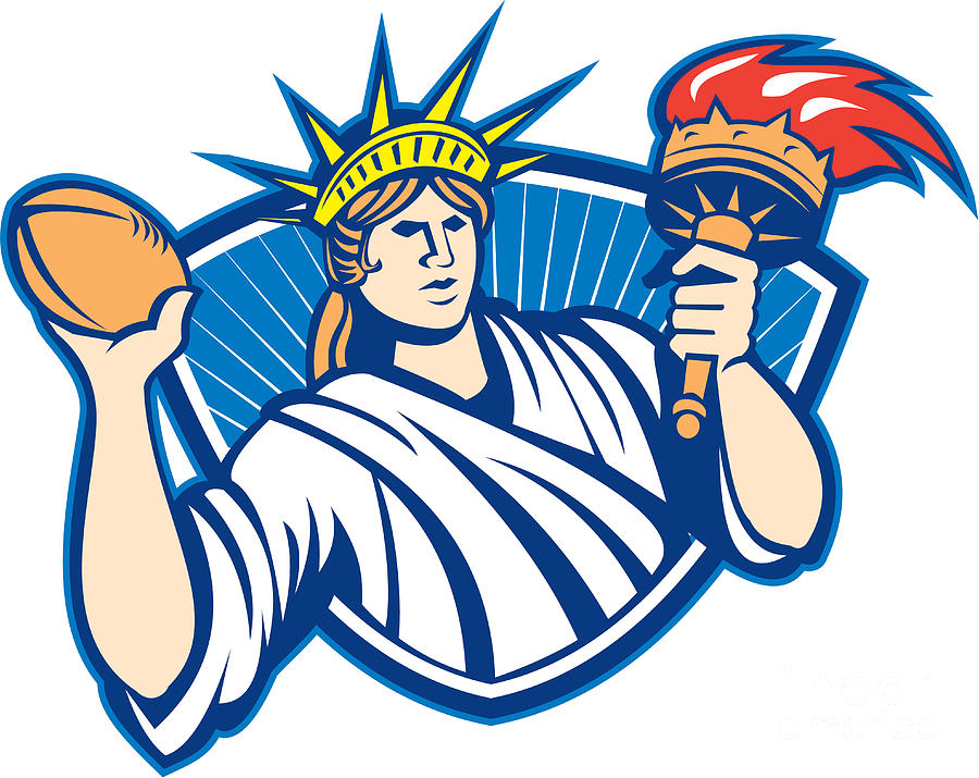 Statue Of Liberty Digital Art - Statue of Liberty Throwing Football Ball #1 by Aloysius Patrimonio