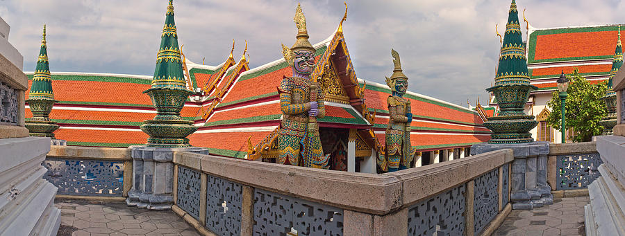 Architecture Photograph - Statues At A Temple, Wat Phra Kaeo #1 by Panoramic Images