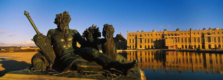 Castle Photograph - Statues In Front Of A Castle, Chateau #1 by Panoramic Images