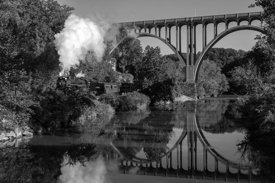 Steam in the Valley NKP 765 Black and White #1 Photograph by Clint Buhler