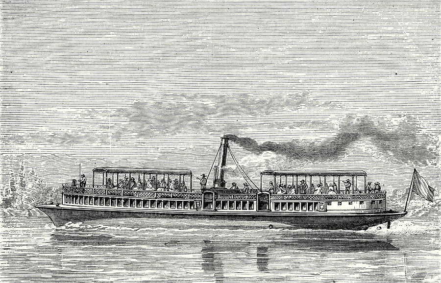 Steamboat Intended To Serve As A Ferry Service On The Seine Drawing by