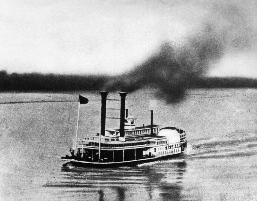 Steamboat Race, 1870 #1 Photograph by Granger