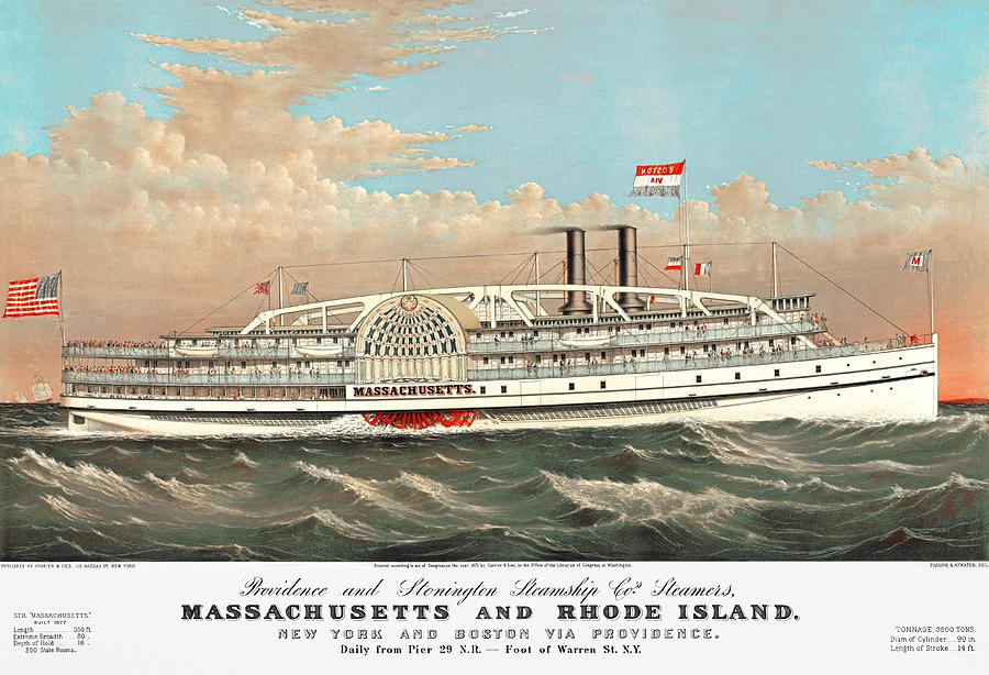 Steamship Massachusetts Drawing by Nautical Chartworks