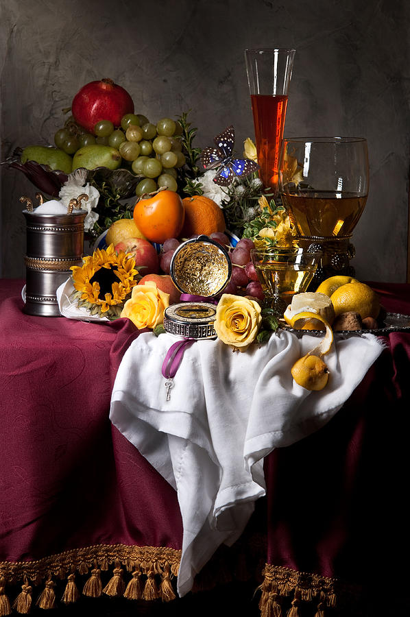 Still Life with Fruits and Drinking Vessels Photograph by Levin Rodriguez