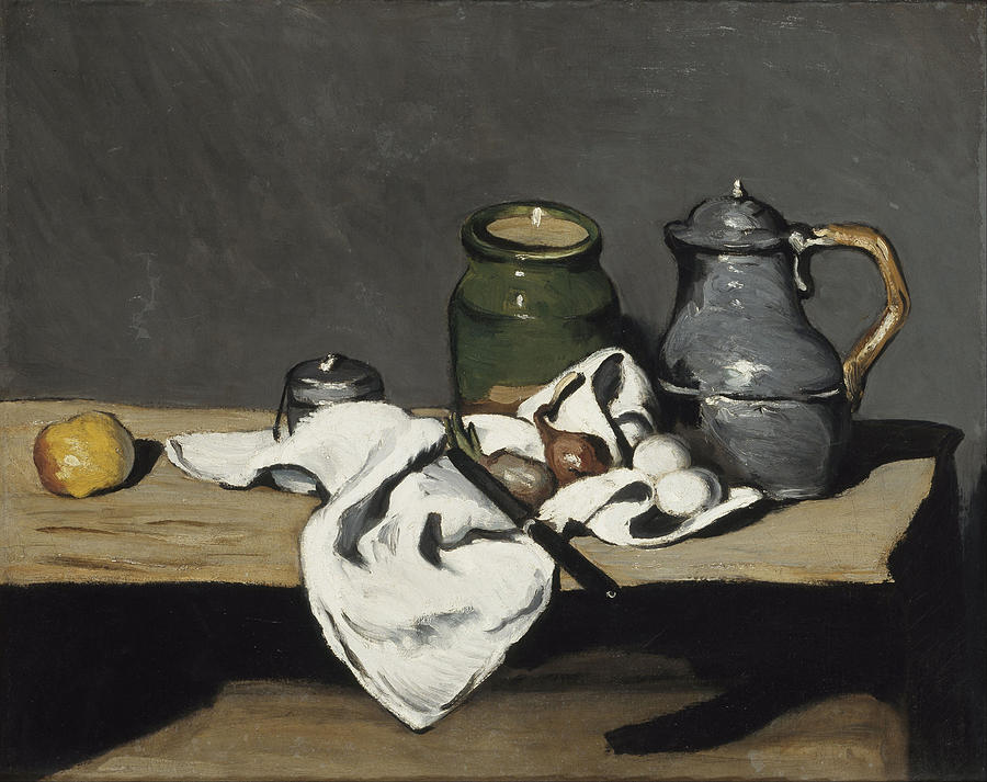 Still life with kettle #2 Painting by Paul Cezanne