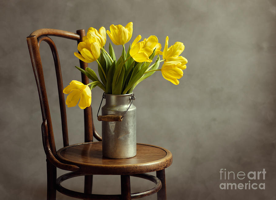 Still Life Photograph - Still Life with Yellow Tulips #1 by Nailia Schwarz