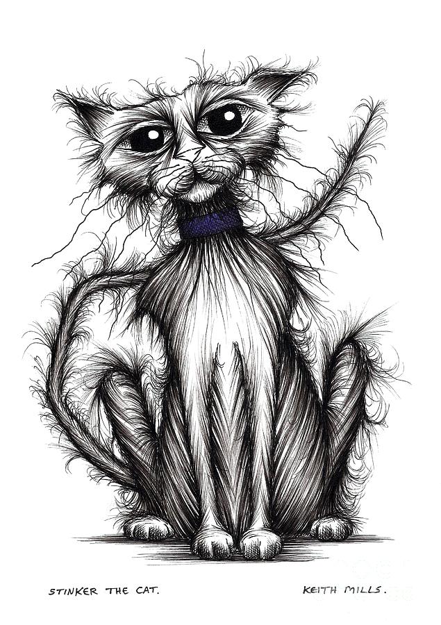 Stinker the cat #6 Drawing by Keith Mills