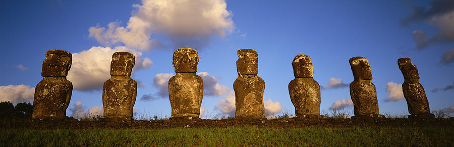 Architecture Photograph - Stone Heads, Easter Islands, Chile #1 by Panoramic Images