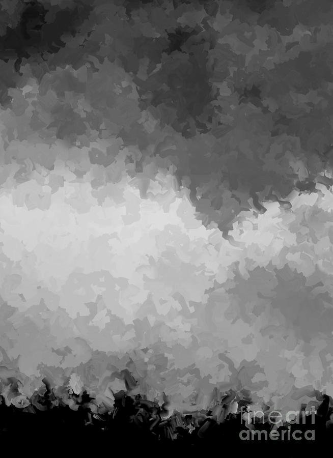 Storm Clouds Over A Cornfield BW Digital Art by Tim Richards