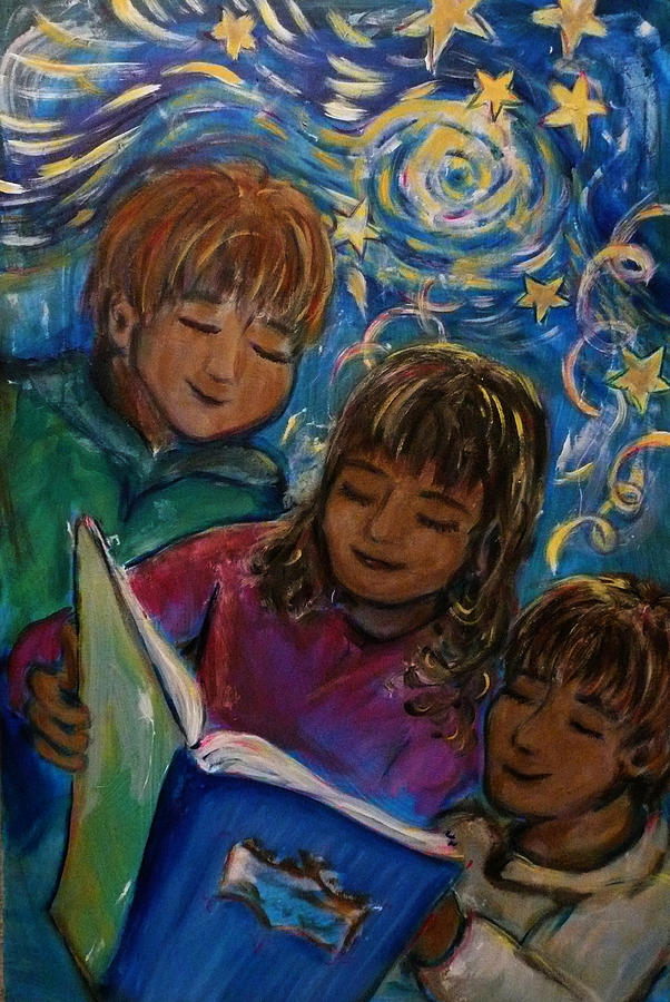 Children Painting - Story Time by Regina Walsh Children Painting - Story Time by Regina Walsh