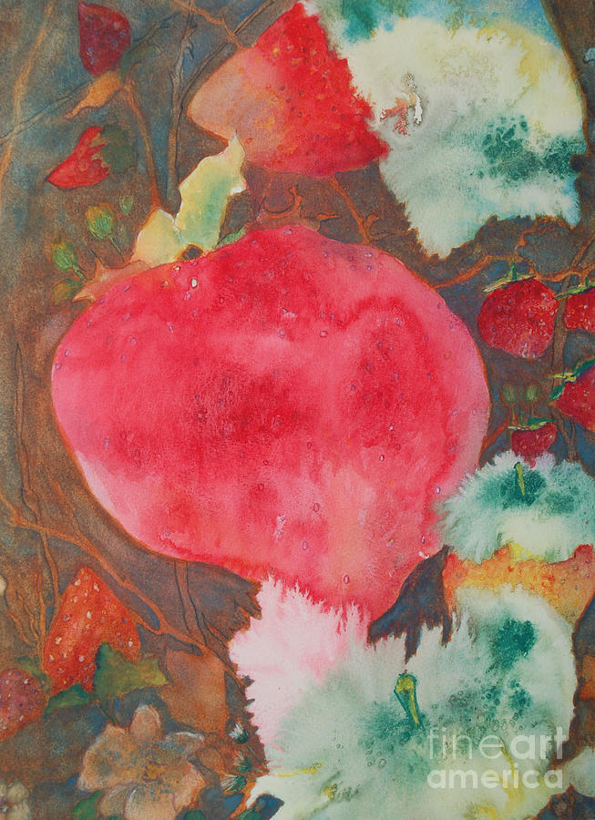 Strawberry Painting - Strawberry Field #1 by Henny Dagenais