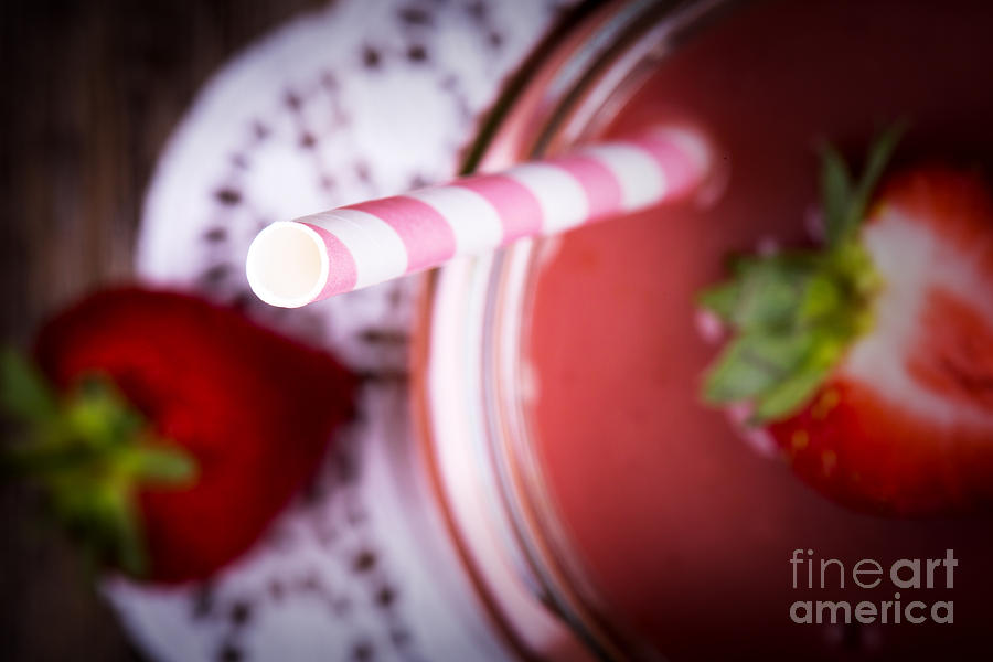 Fruit Photograph - Strawberry smoothie #1 by Jane Rix