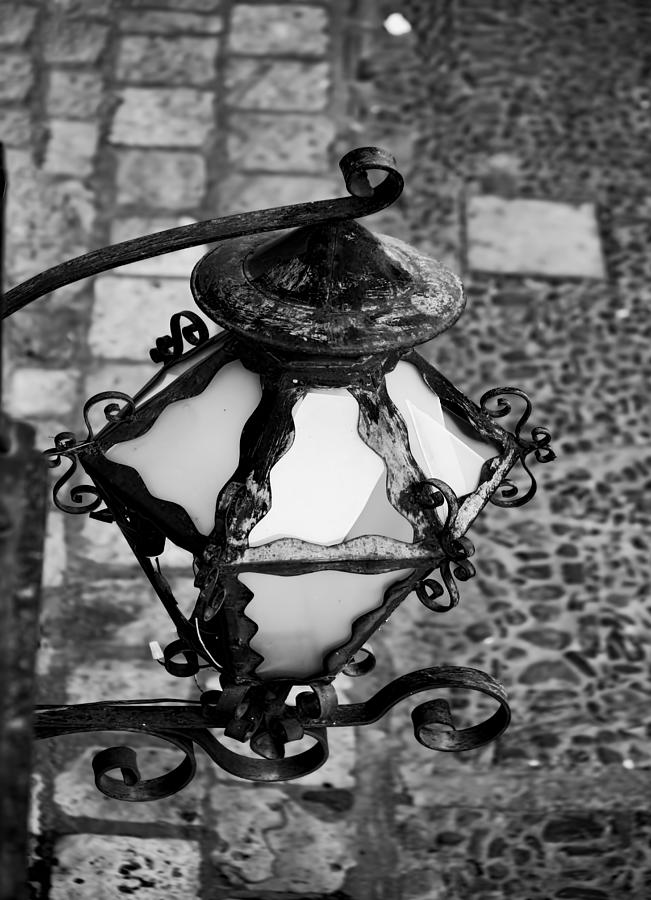 Street lamp in Black and White BW Photograph by Cathy Anderson