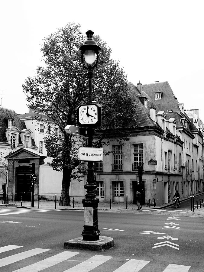 Street Lamp With Clock in Paris France #1 Photograph by Rick Rosenshein