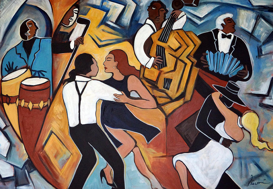 Musician Painting - Street Tango by Valerie Vescovi