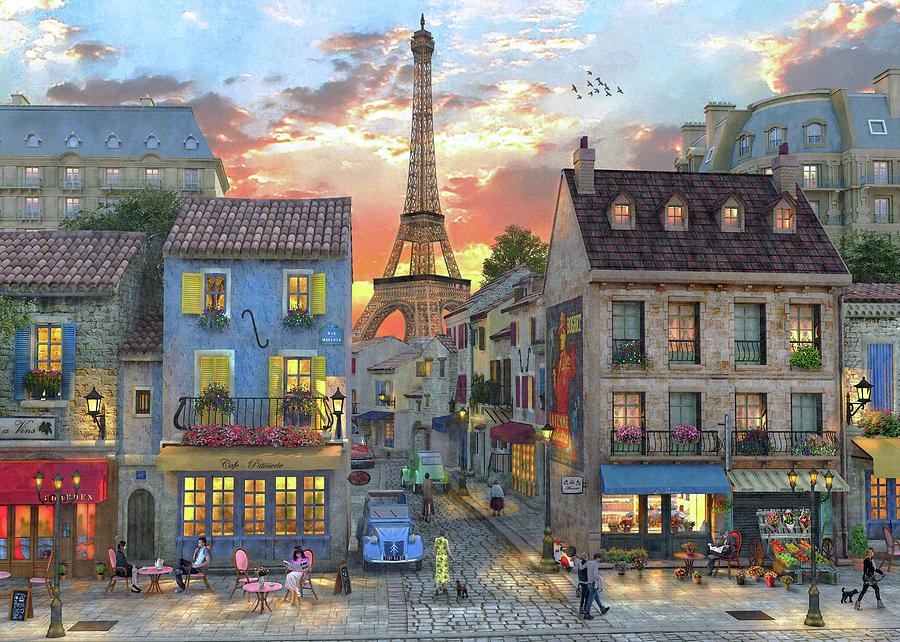 Paris Drawing - Streets of Paris #1 by Dominic Davison