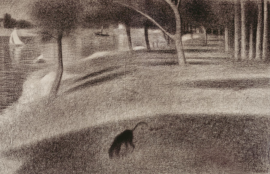 Study for Sunday Afternoon on the Island of La Grande Jatte Drawing by Georges Pierre Seurat
