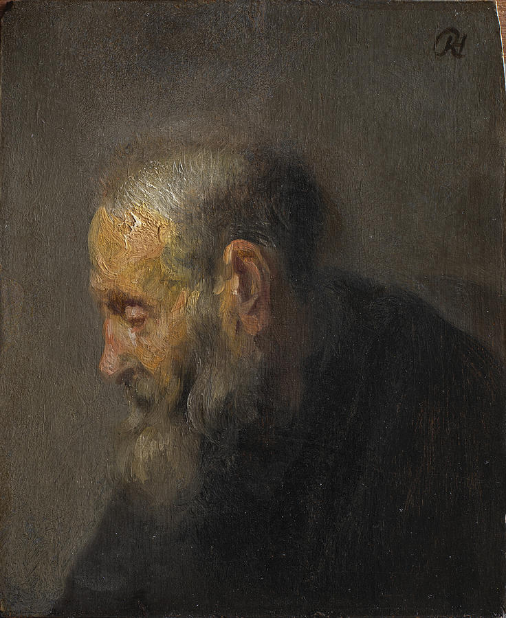 Study Of An Old Man In Profile #1 Painting by Celestial Images