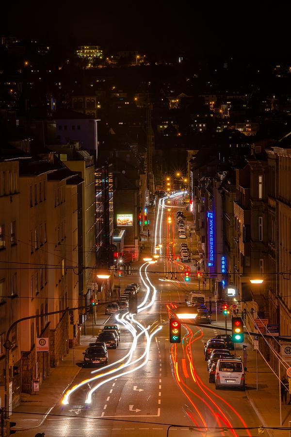 Stuttgart streets at night Photograph by Frank Gaertner