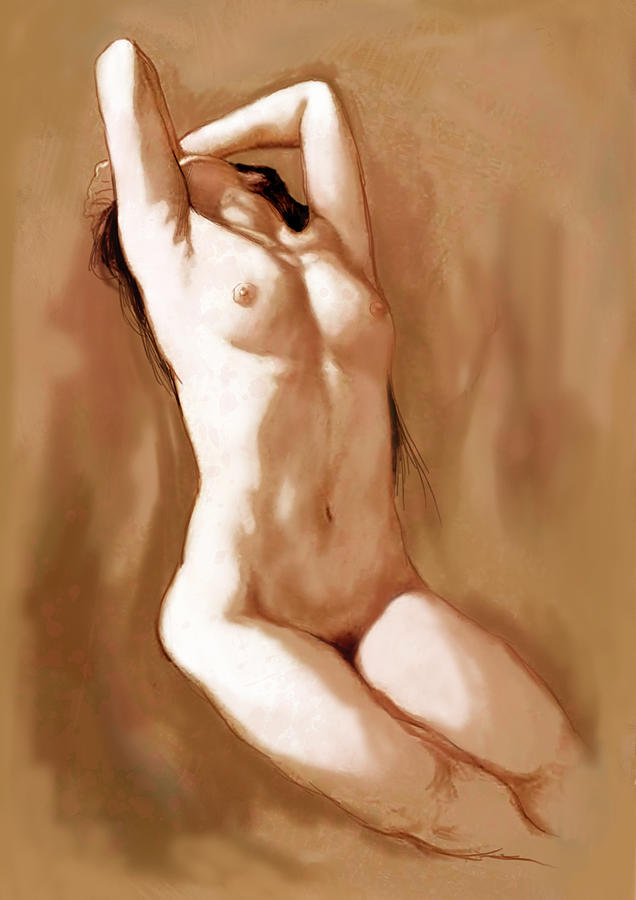 Stylised Nude Girl Drawing Art Sketch Drawing By Kim Wang Fine Art America