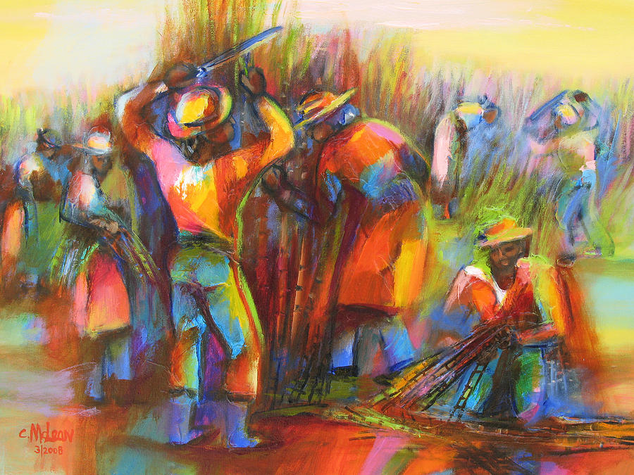 Sugar Cane Harvest Painting by Cynthia McLean