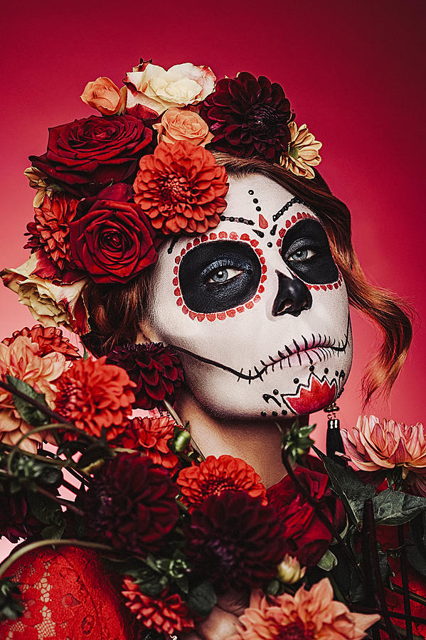 Sugar skull creative make up for halloween #1 Photograph by Knape