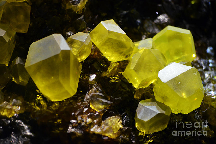 Sulfur Crystals Macro #1 Photograph by Shawn OBrien