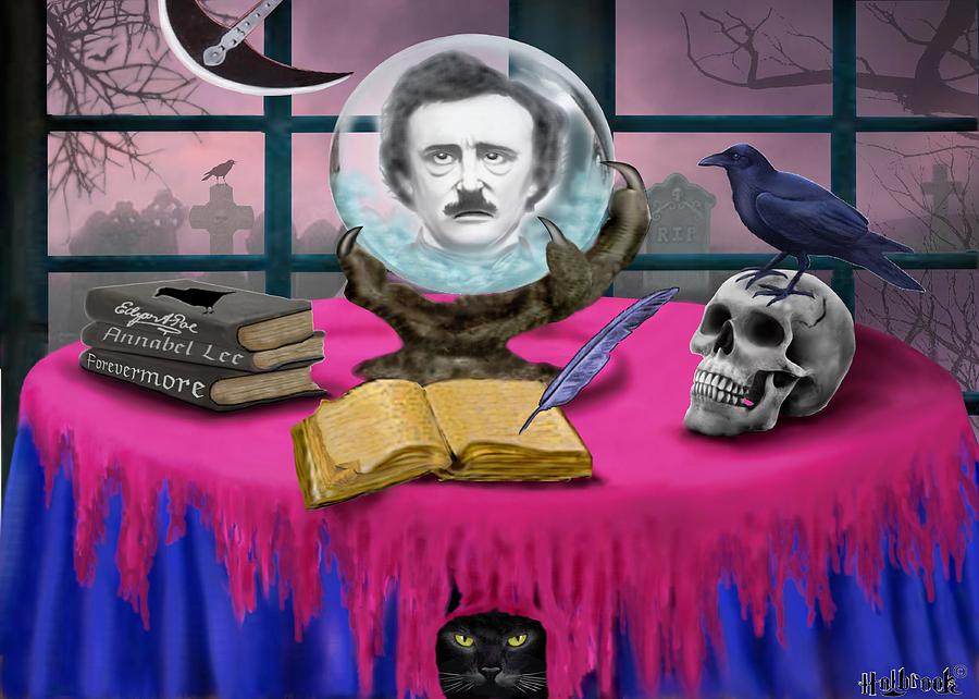 Halloween Digital Art - Summoning Edgar Allan Poe #2 by Glenn Holbrook