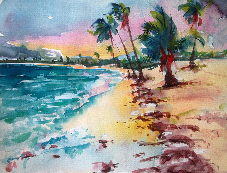 Sunset Painting - Sun Bay Vieques Puerto Rico #1 by Barbara Richert