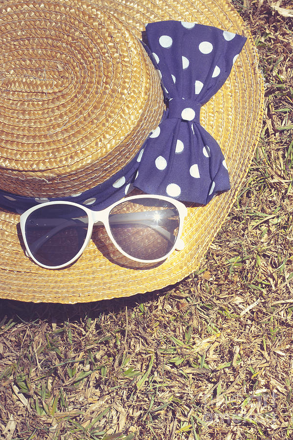 Summer Photograph - Sun hat on dry Australian grass background #1 by Jorgo Photography