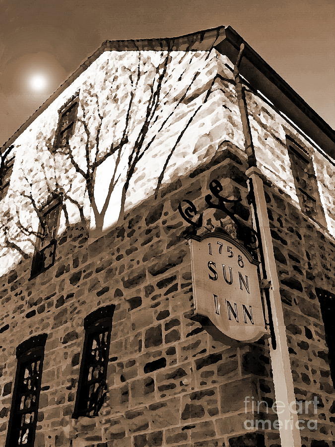 Sun Inn - Bethlehem PA - Sepia Photograph by Jacqueline M Lewis
