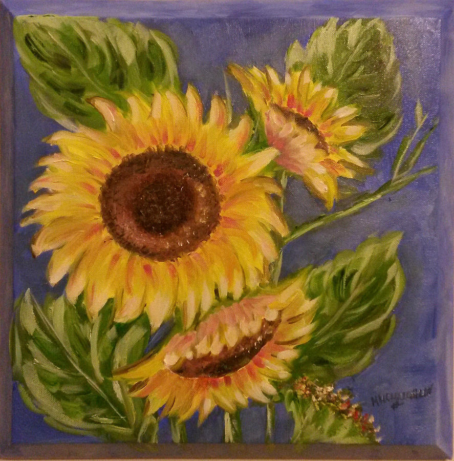 Sunflower Burst 1 Painting by Mary McLoughlin | Fine Art America