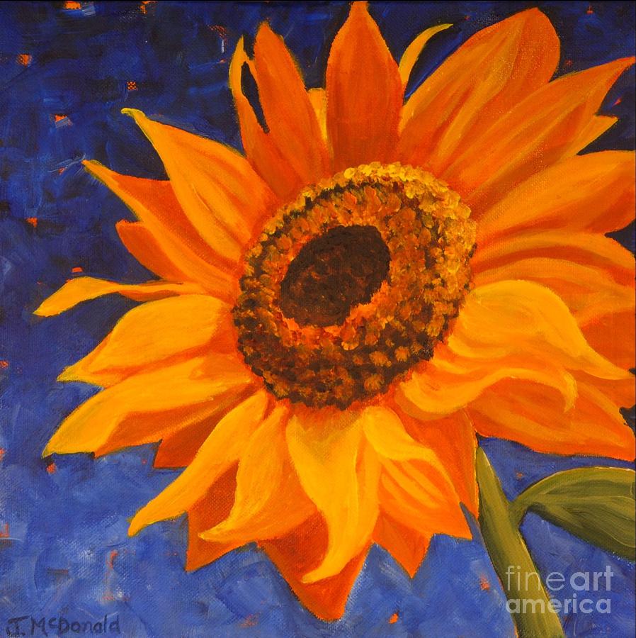Sunflower Gazing #1 Painting by Janet McDonald