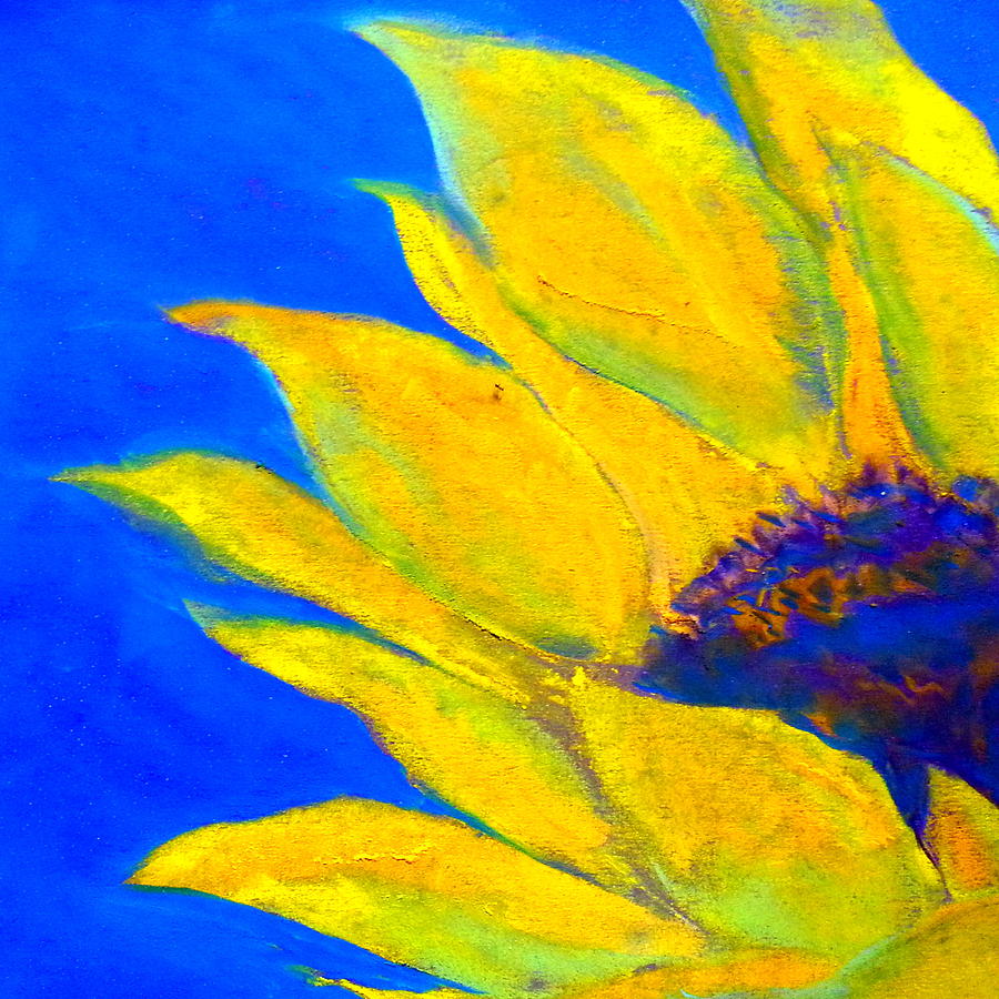 Sunflower in Blue Painting by Sue Jacobi