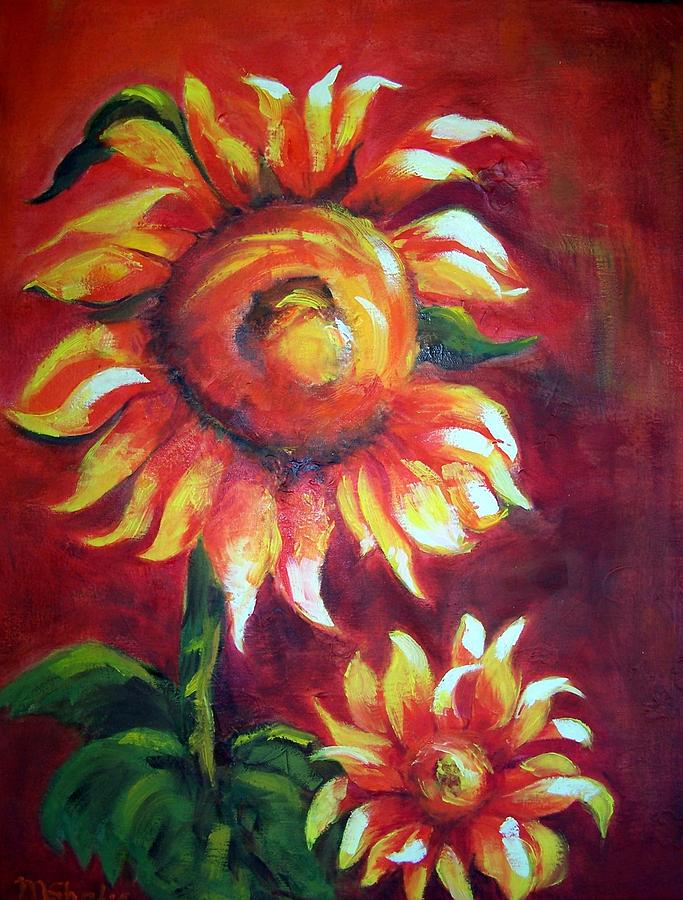 Sunflower Painting - Sunflower Sunset #1 by Maureen Ghetia