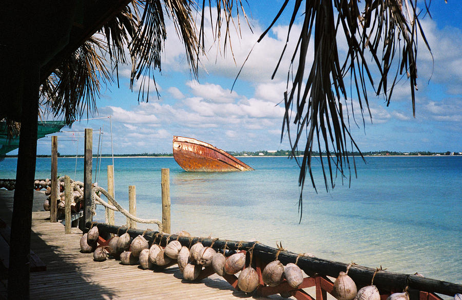 Sunken Boat Pangai Motu Tonga #1 Photograph by Christine Rivers